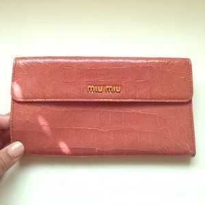 Miu Miu Croc Embossed Patent Wallet